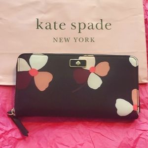 Kate spade black wallet with flowers